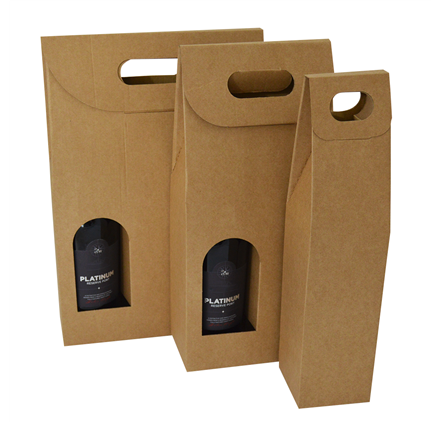 Caja para botella kraft para 1 2 o 3 botellas 