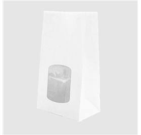 Saco branco  em papel com janela 120x70x230mm