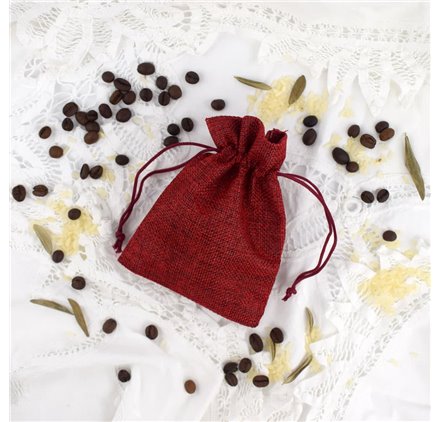 Saco 10x14cm juta Bordeaux