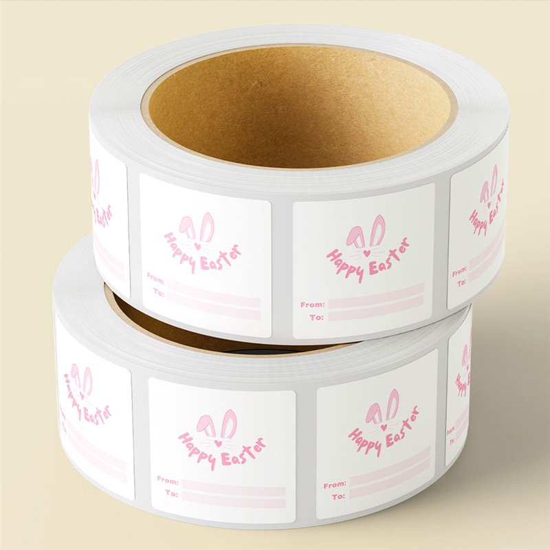 &Eacute;tiquettes P&acirc;ques Bunny Bliss - 40x40mm