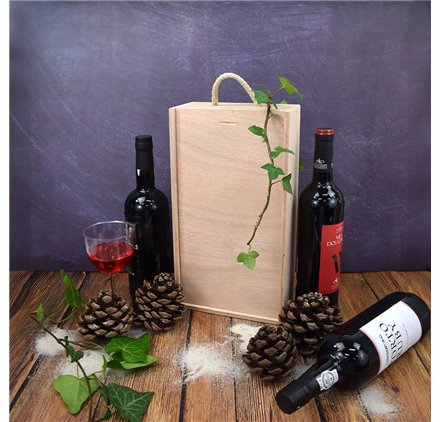 Caixa de madeira para 2 garrafas Rebelde Wood 185x100x345mm