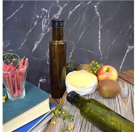 Bouteille en verre Lotus Foncé 250ml 25cl avec Bouchon Doré