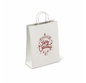 Sacos de Papel Brancos 180x80x240mm Merry Christmas