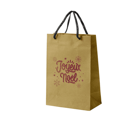 Bolsa de papel con asa de cordón 320x120x420mm Joyeux Noel