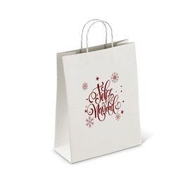 Bolsas de Papel Blancos 250x100x320mm Feliz Navidad