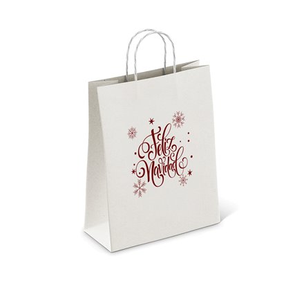 Bolsas de Papel Blancos 250x100x320mm Feliz Navidad