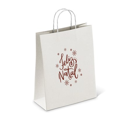 Bolsas de Papel Blancos 320x120x420mm Feliz Natal
