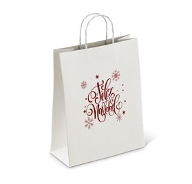 Bolsas de Papel Blancos 320x120x420mm Feliz Navidad