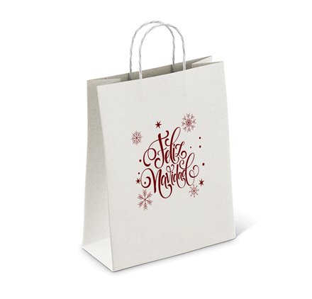 Bolsas de Papel Blancos 320x120x420mm Feliz Navidad