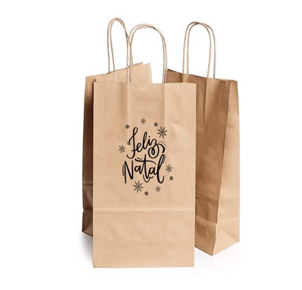 Bolsas de papel para 2 botellas 18x8x34cm Feliz Natal
