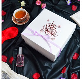 Scatola di Cartone Gourmet L bianca 350x190x105mm Feliz Navidad