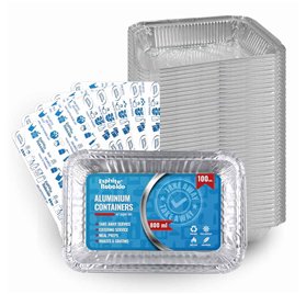 Forma de aluminio c/tampa Retangular 210x140x45mm 800ml