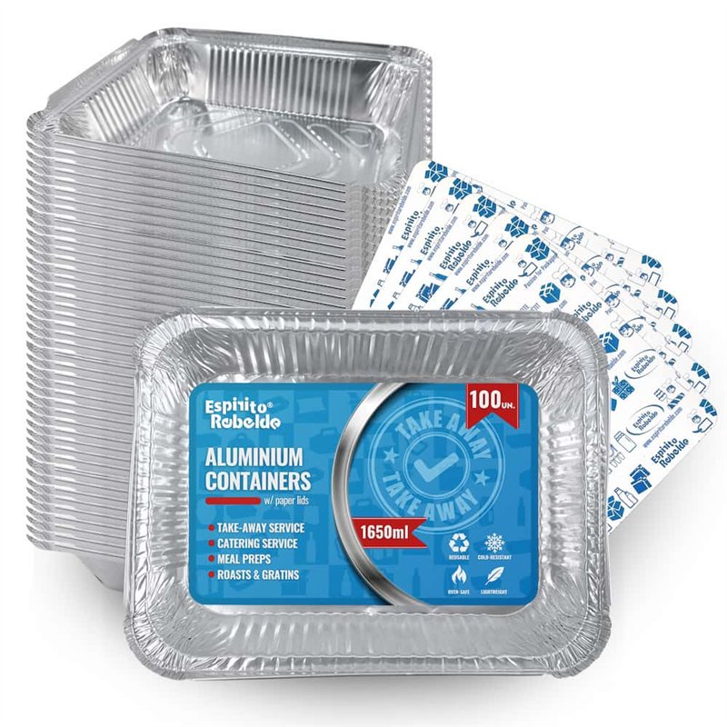 Envase de aluminio para horno Rebelde To Go 1650ml con tapa