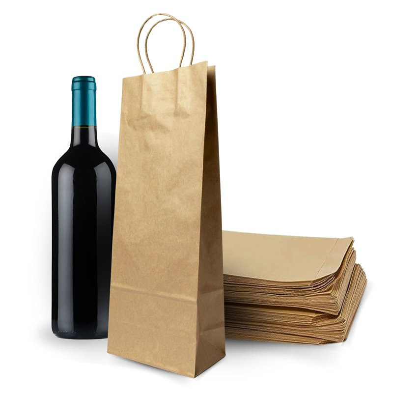 Sacs Kraft pour 1 Bouteille 14x9x39cm 