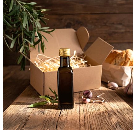 Garrafa de vidro Orquidea escura 100ml com Tampa Dourada
