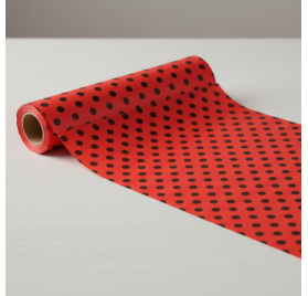 Papel de embrulho vermelho pontos pretos
