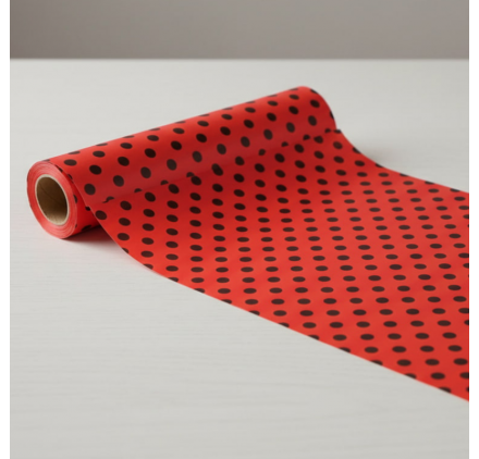 Papel de embrulho vermelho pontos pretos