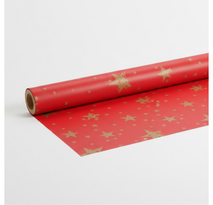 Papel de Embrulho 70cm Holiday Red Stars