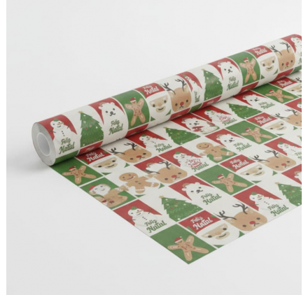 Papel de Embrulho 70cm Santa's Festive Gathering