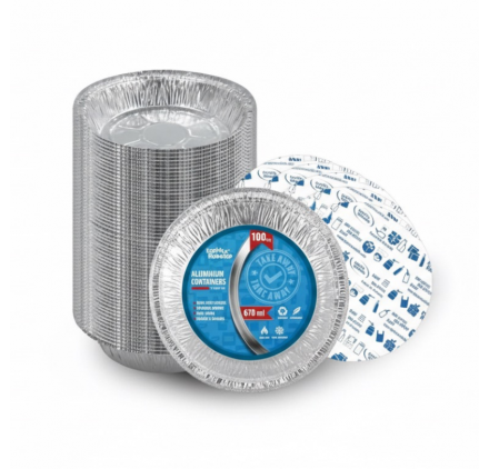 Barquette en aluminium c/tampa Redonda 670ml avec couvercle