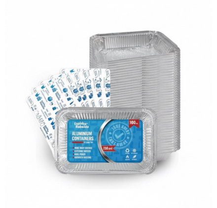 Barquette en aluminium Rebelde To Go 750ml avec couvercle