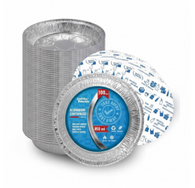 Forma de aluminio c/tampa Redonda 210x45mm 700ml