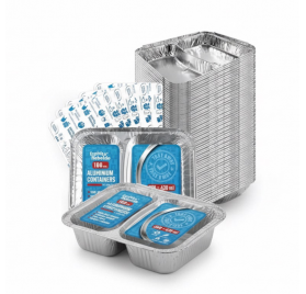 Forma de aluminio c/tampa Retangular 2 divisórias 227x177mm 355/504ml with lid