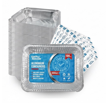 Barquette en aluminium Rebelde To Go 1650ml avec couvercle
