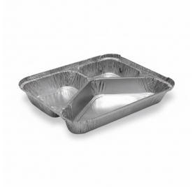 Pack 100 uni. Forma de aluminio retangular 360ml 230ml 170ml tripla divisória