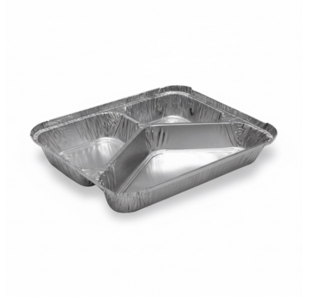 Pack 100 uni. Forma de aluminio retangular 360ml 230ml 170ml tripla divisória