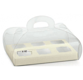 Caixa transparente 185x120x80mm com fundo pele branco