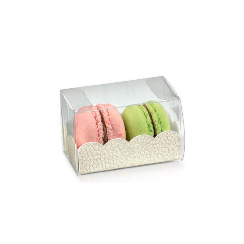 Caixa transparente retangular 160x50x50mm macarons pele branca