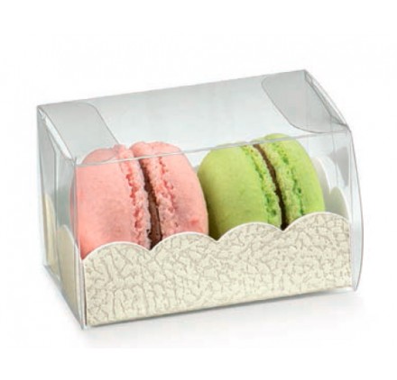 Caixa transparente retangular 80x50x50mm macarons pele branca