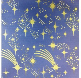 papel de embrulho kraft verjurado natural azul estrelas