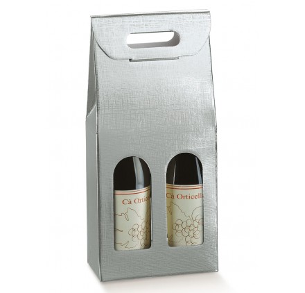 Caixa Cartão 2 Garrafas Seta Prata