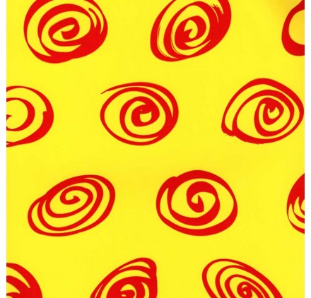 papel de embrulho liso amarelo espirais vermelhas