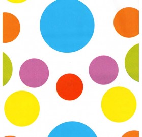 papel de embrulho liso branco bolas varias cores