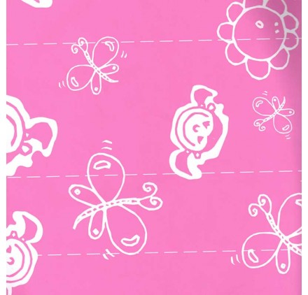 papel de embrulho liso rosa borboletas