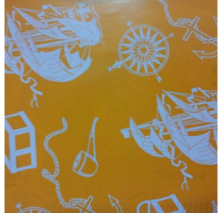 papel de embrulho liso laranja barcos