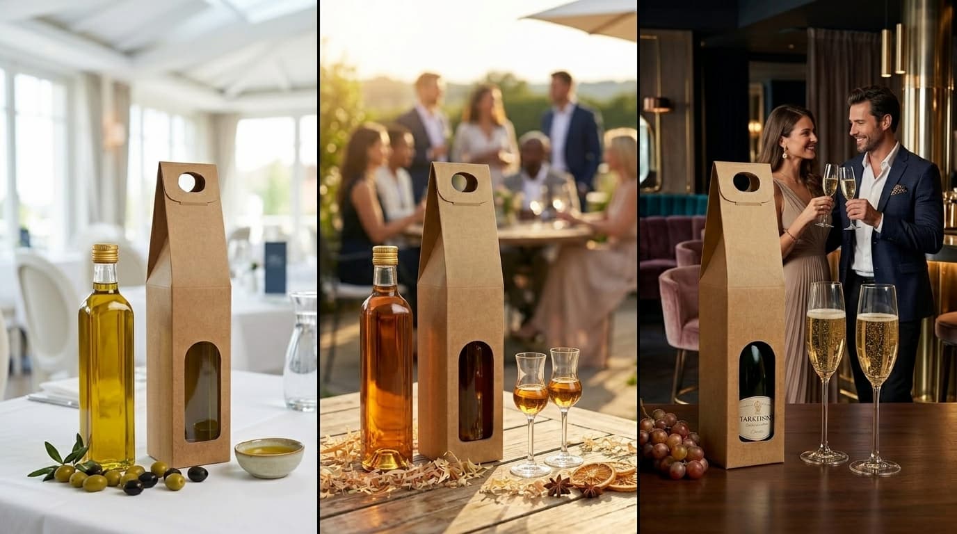 Caixa para garrafas de azeite gin e espumante