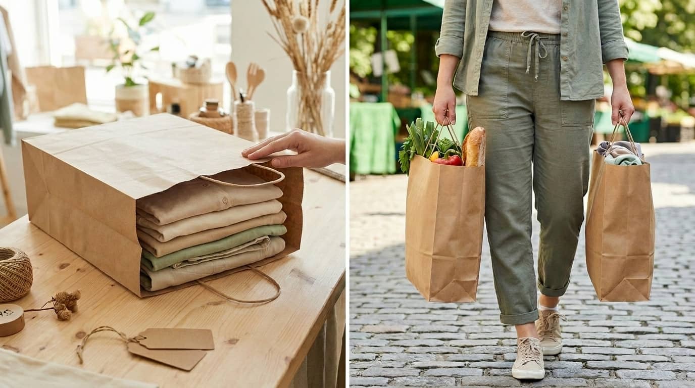 twisted handle kraft paper bags in various colours