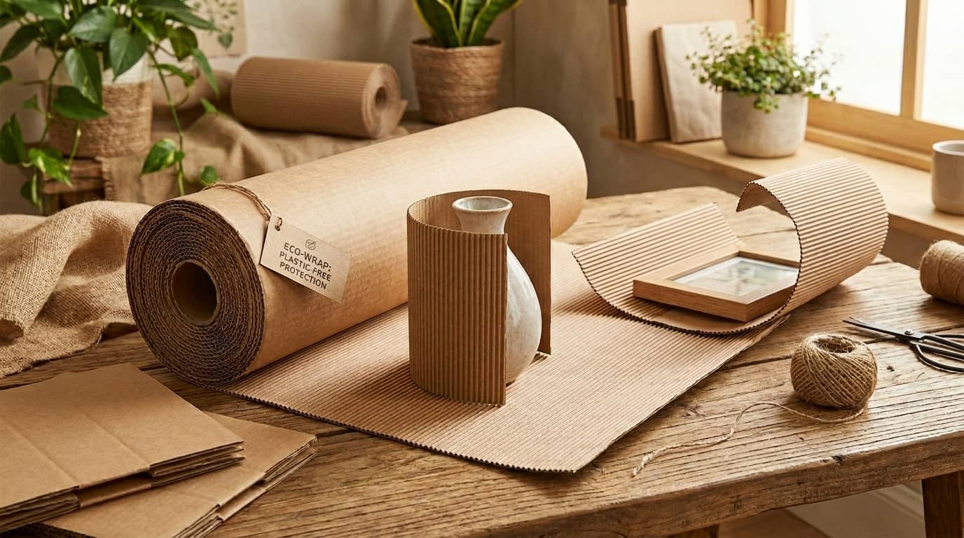 bobine de cartão canelado, alternativa reciclável ao plástico-bolha
