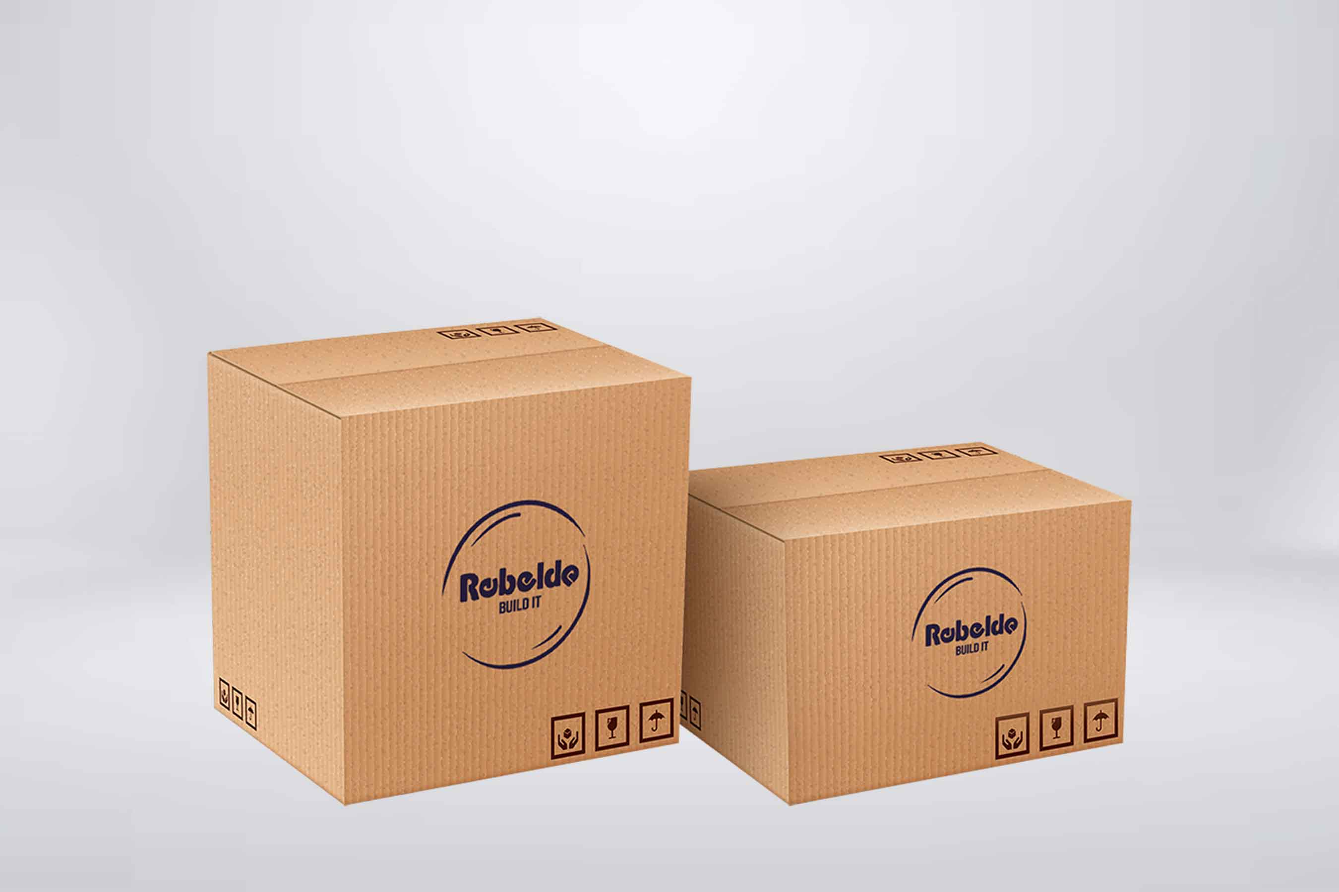 Caja de mudanza de cartón con estampado – Rebelde Build It