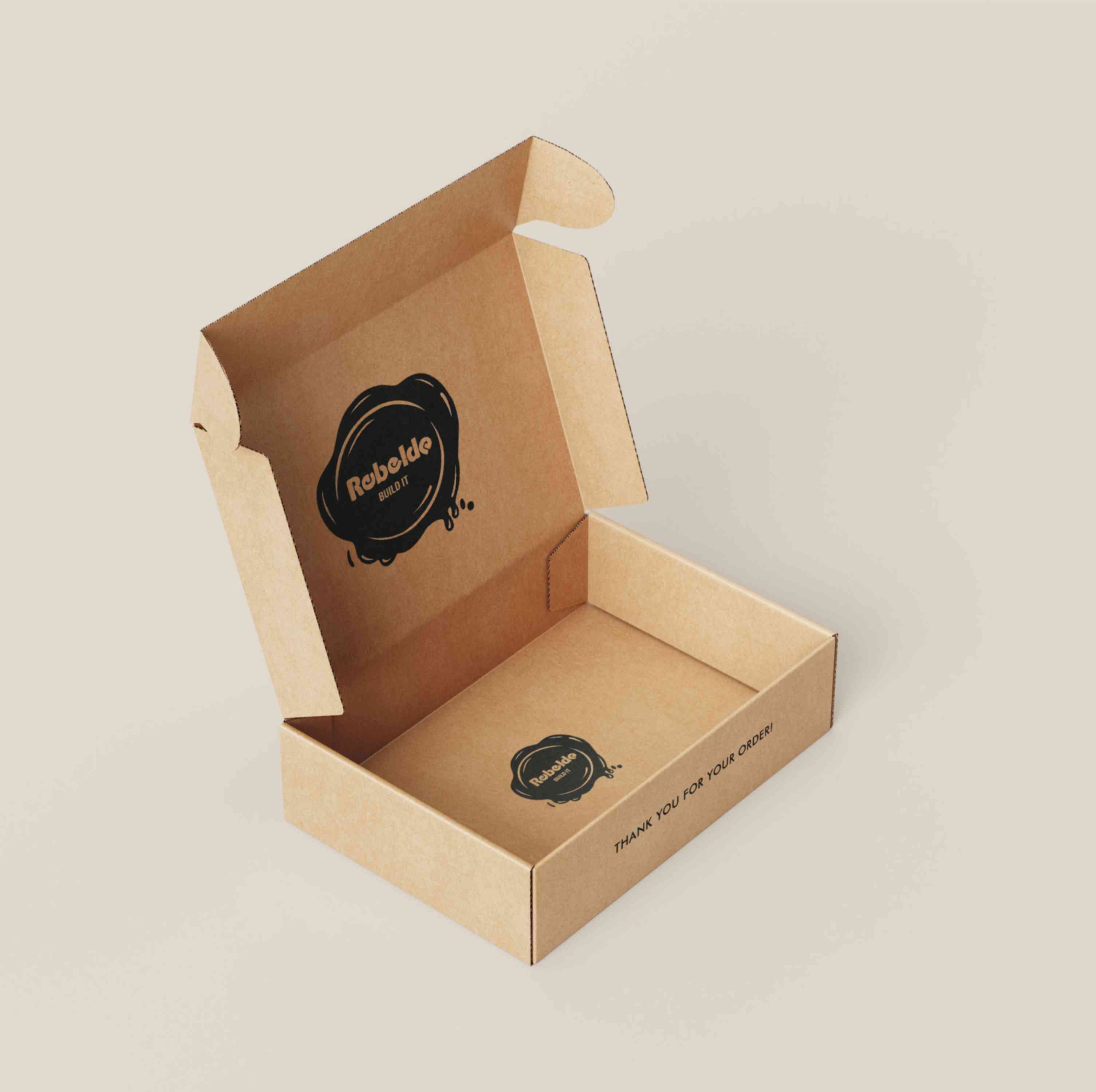 Cardboard boxes for personalized shipping with print – Rebelde Build it